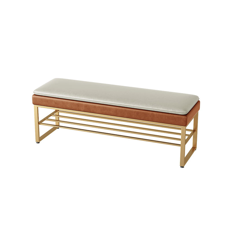 Modern Entryway Bench Cushioned Rectangle Metal Seating Bench