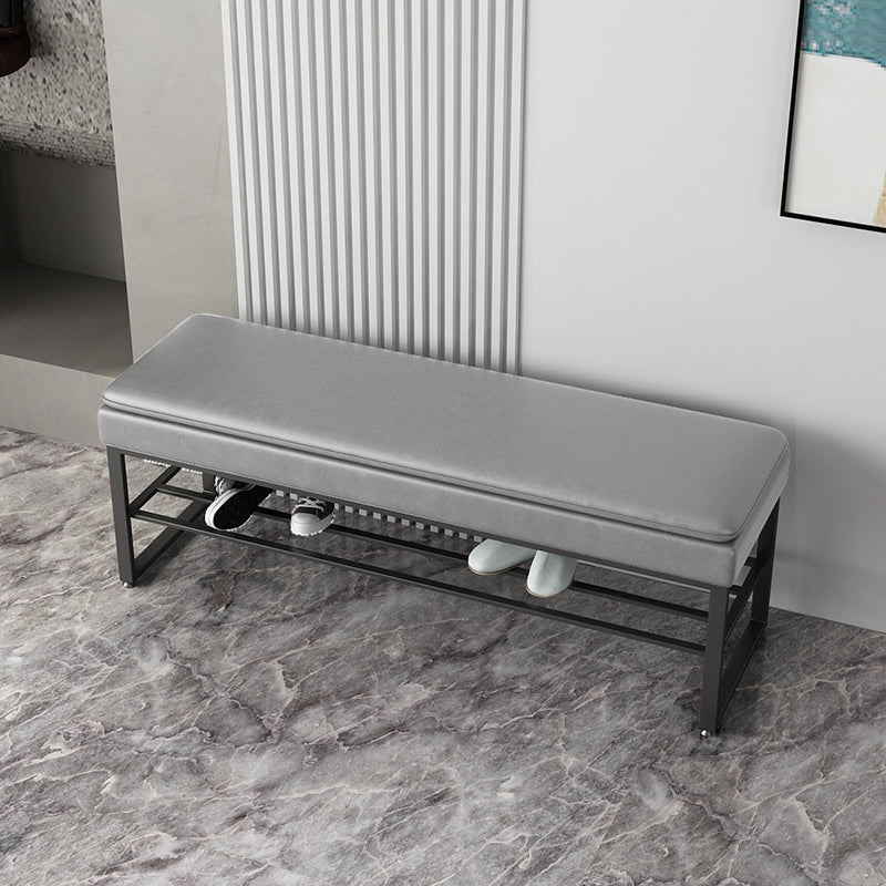 Modern Entryway Bench Cushioned Rectangle Metal Seating Bench