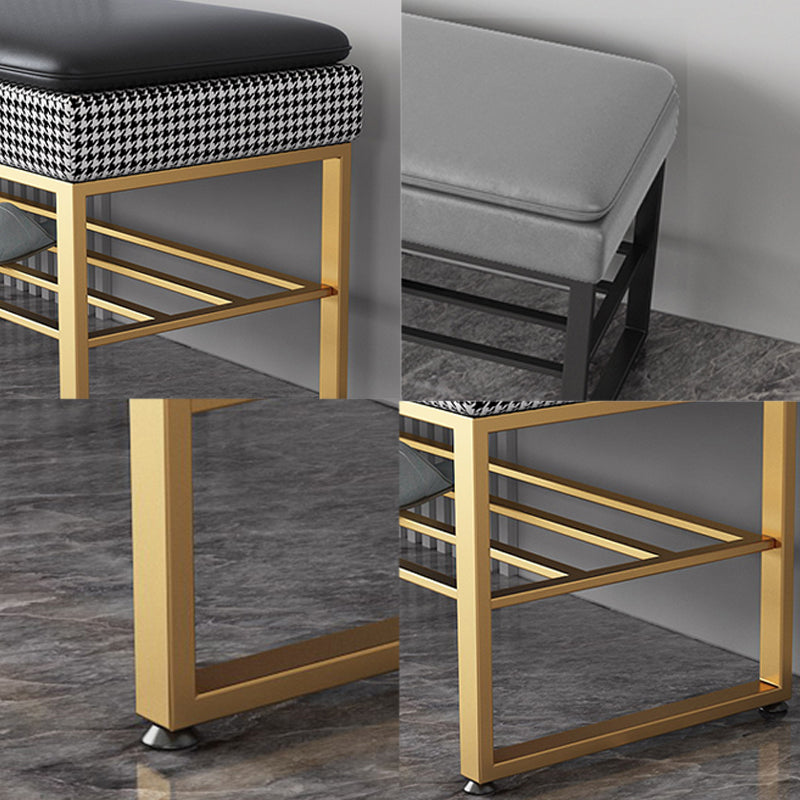 Modern Entryway Bench Cushioned Rectangle Metal Seating Bench