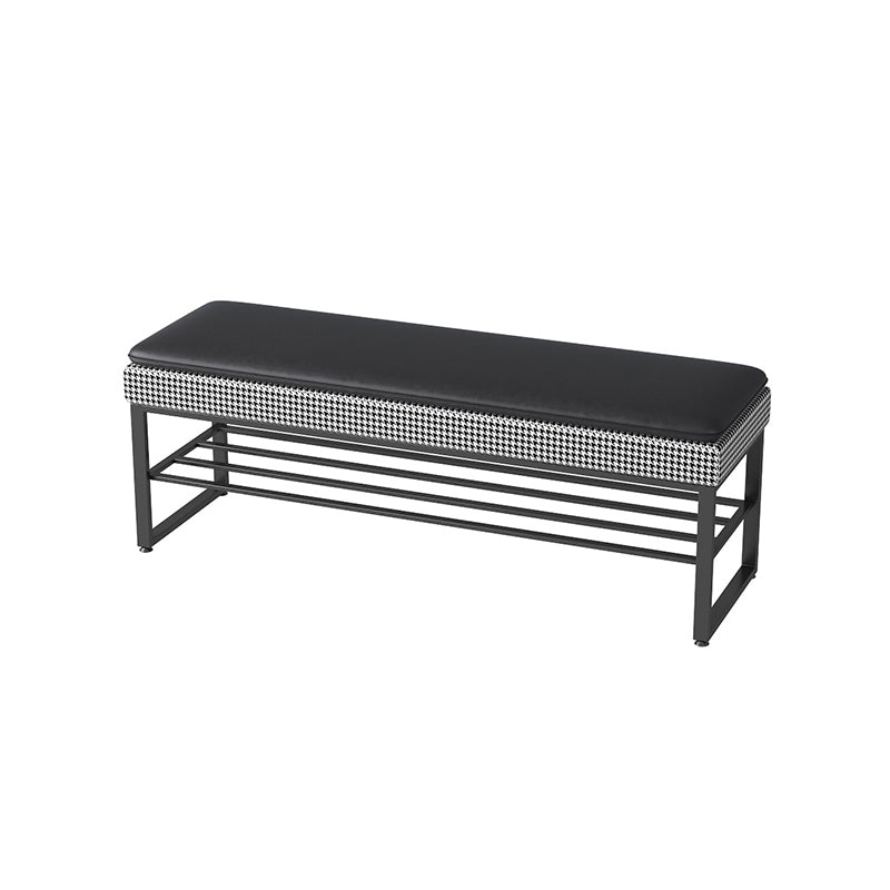 Modern Entryway Bench Cushioned Rectangle Metal Seating Bench