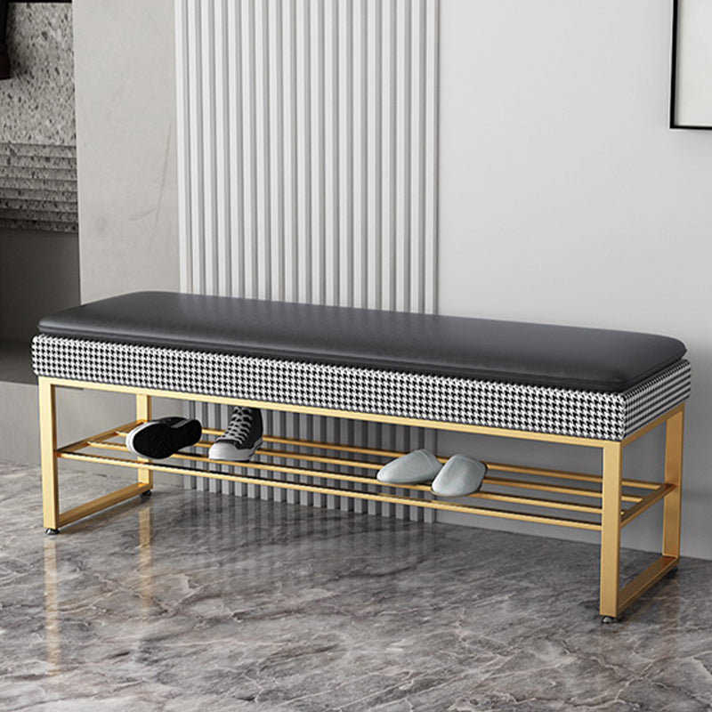 Modern Entryway Bench Cushioned Rectangle Metal Seating Bench