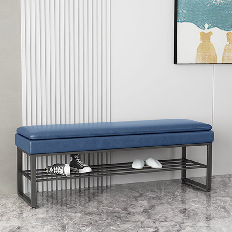 Modern Entryway Bench Cushioned Rectangle Metal Seating Bench