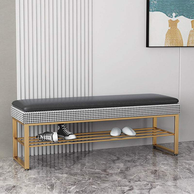 Modern Entryway Bench Cushioned Rectangle Metal Seating Bench