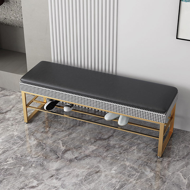 Modern Entryway Bench Cushioned Rectangle Metal Seating Bench