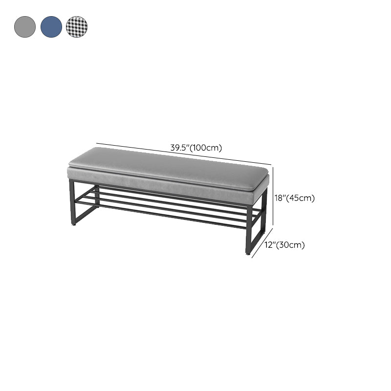 Modern Entryway Bench Cushioned Rectangle Metal Seating Bench