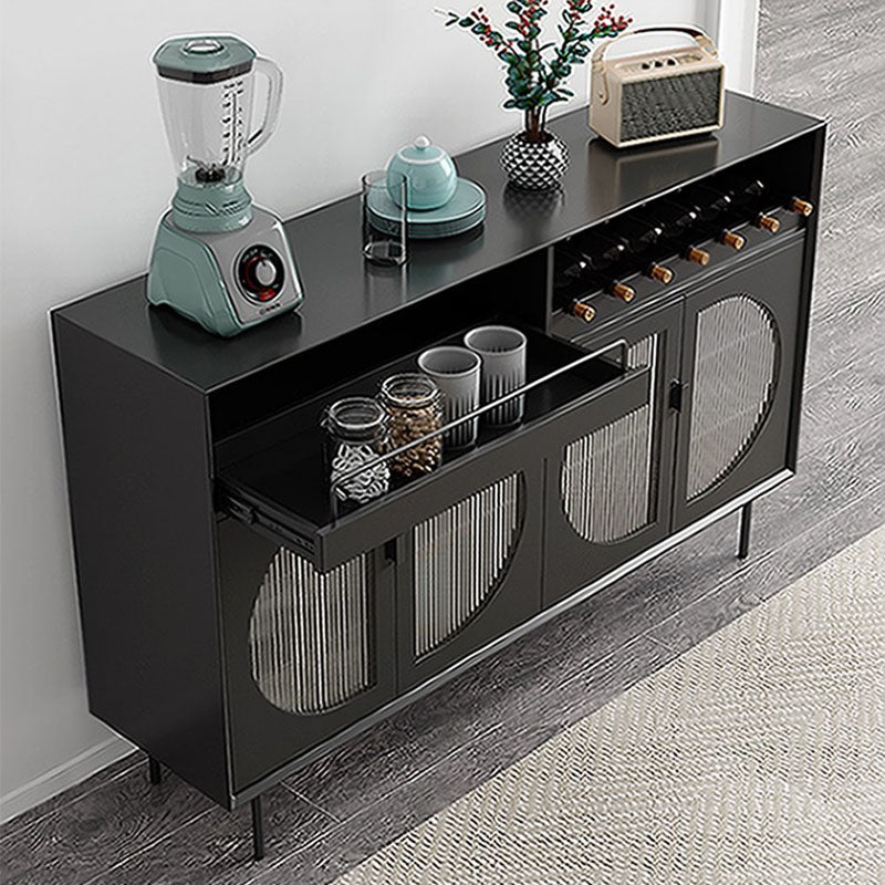 Modern Dining Server Engineered Wood Glass Doors Buffet Server with Doors for Living Room