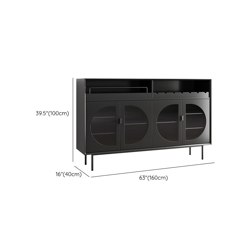 Modern Dining Server Engineered Wood Glass Doors Buffet Server with Doors for Living Room