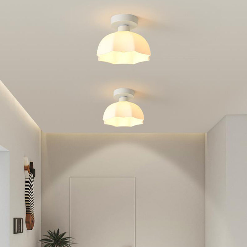 Modern White Shaded Ceiling Light Flush Mount Lighting for Bedroom