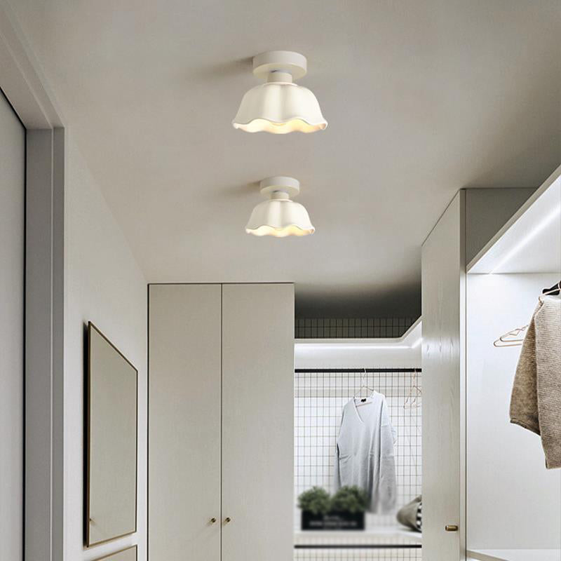 Modern White Shaded Ceiling Light Flush Mount Lighting for Bedroom