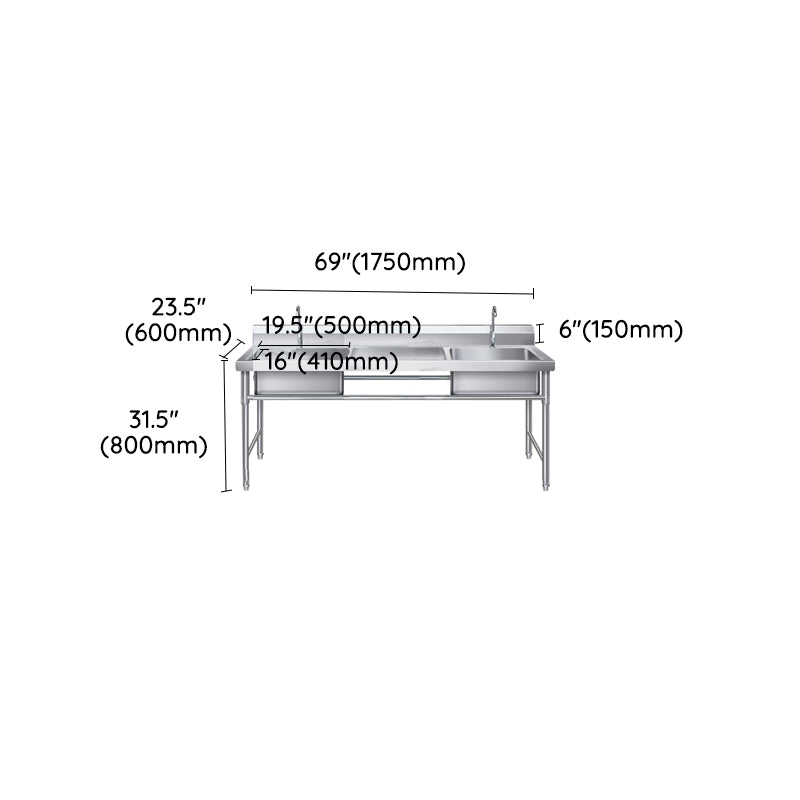 Modern Style Kitchen Sink Rectangle Overflow Hole Detail Kitchen Sink with Soap Dispenser