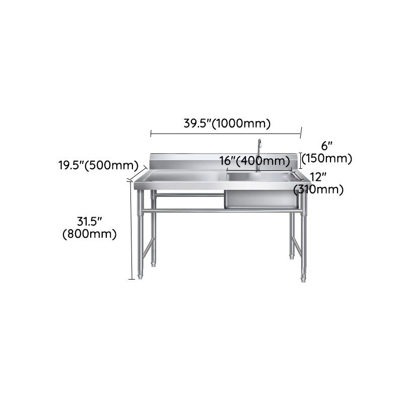 Modern Style Kitchen Sink Rectangle Overflow Hole Detail Kitchen Sink with Soap Dispenser