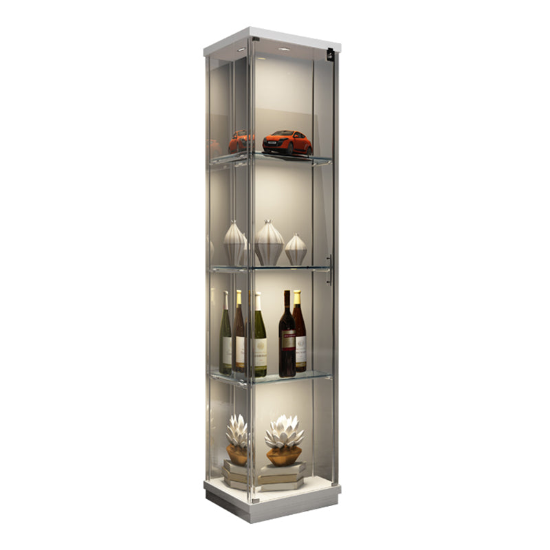 Modern Curio Cabinet Glass Storage Cabinet with Lighting for Dining Room