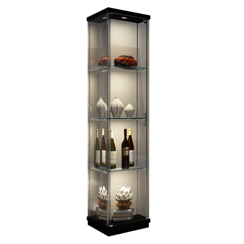 Modern Curio Cabinet Glass Storage Cabinet with Lighting for Dining Room