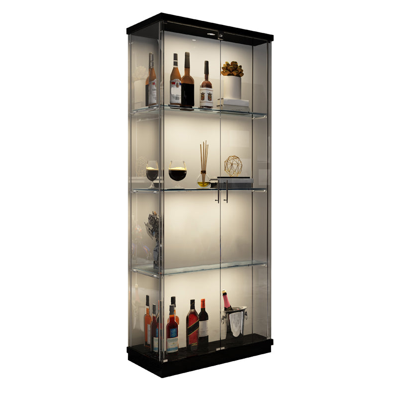 Modern Curio Cabinet Glass Storage Cabinet with Lighting for Dining Room