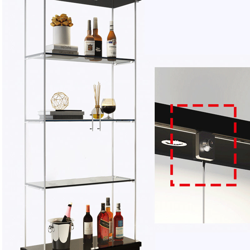 Modern Curio Cabinet Glass Storage Cabinet with Lighting for Dining Room