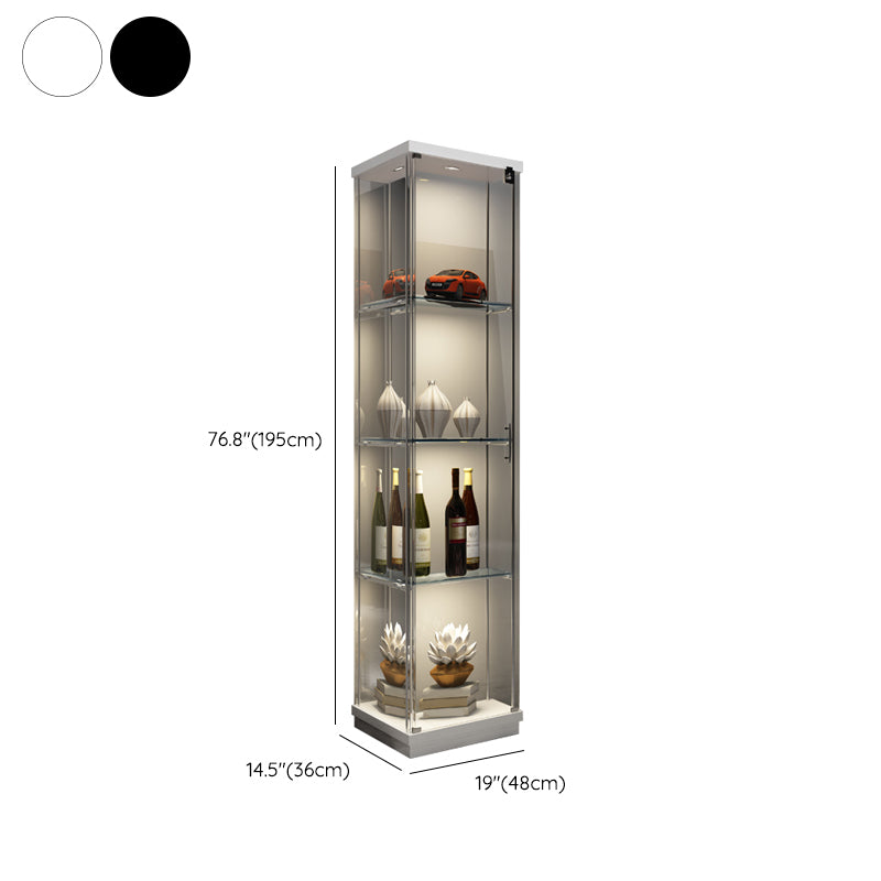 Modern Curio Cabinet Glass Storage Cabinet with Lighting for Dining Room