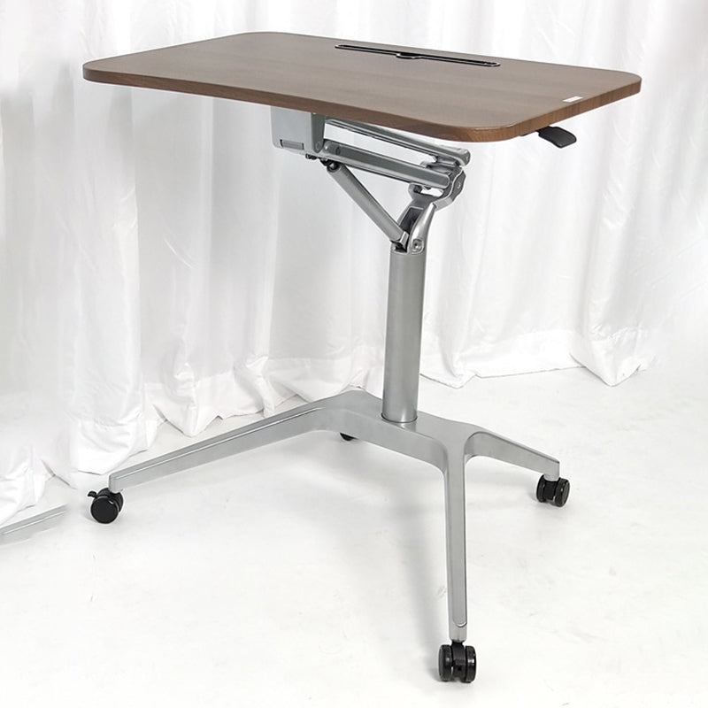 Modern Style Wooden Office Desk Rectangular Shape Movable Table with Wheels for Office