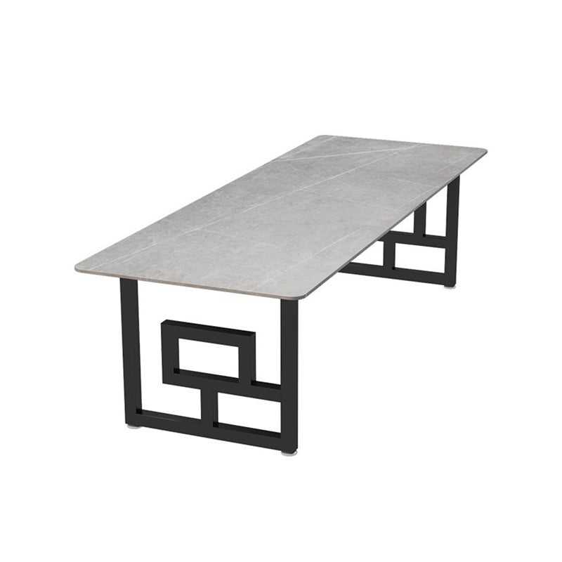 Modern Style Stone Office Desk Rectangular Shape Conference Table with 2 Legs for Office