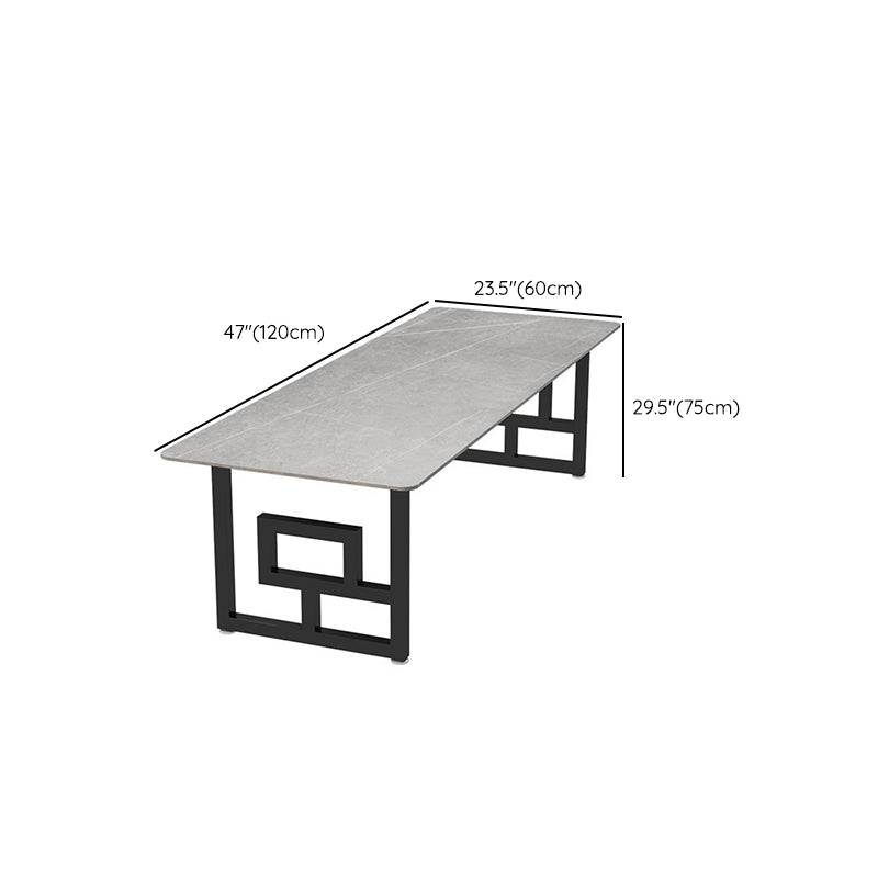 Modern Style Stone Office Desk Rectangular Shape Conference Table with 2 Legs for Office