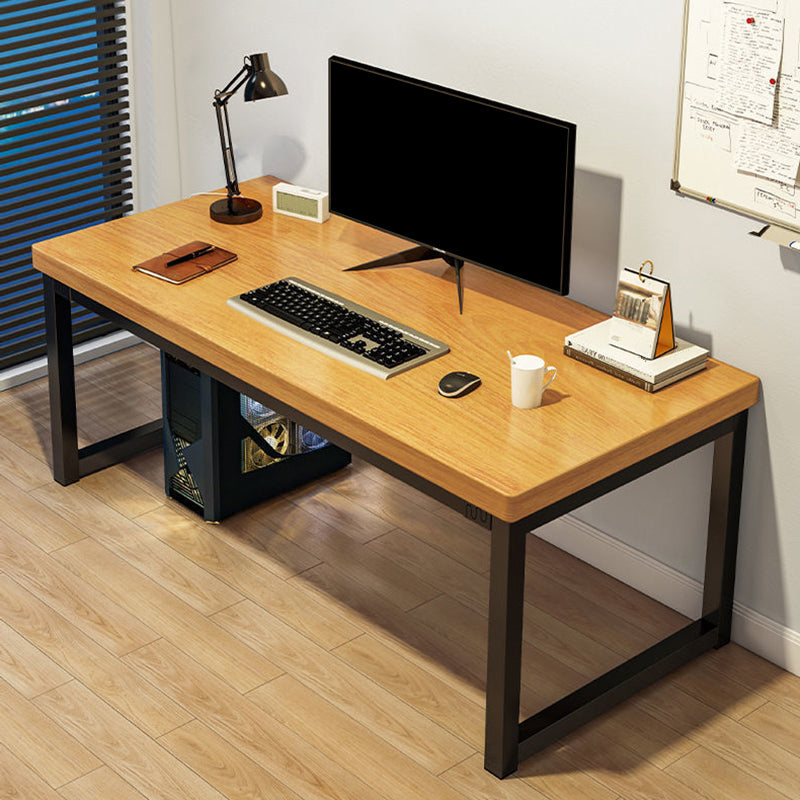 Industrial Wooden Gaming Desk Sled Base Rectangular Brown Computer Desk