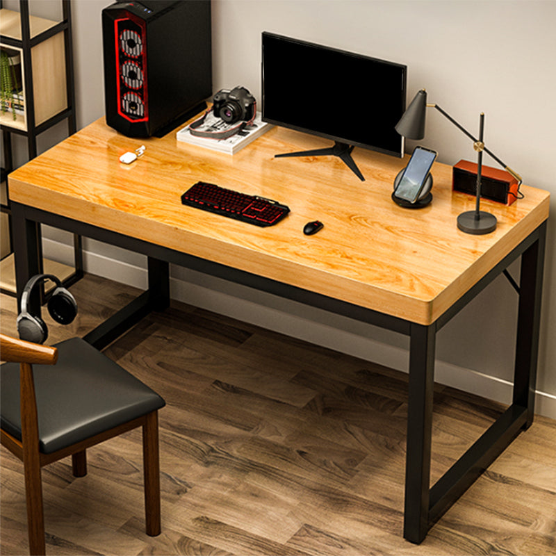 Industrial Wooden Gaming Desk Sled Base Rectangular Brown Computer Desk