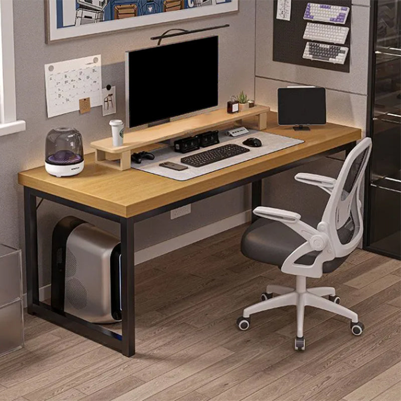 Industrial Wooden Gaming Desk Sled Base Rectangular Brown Computer Desk