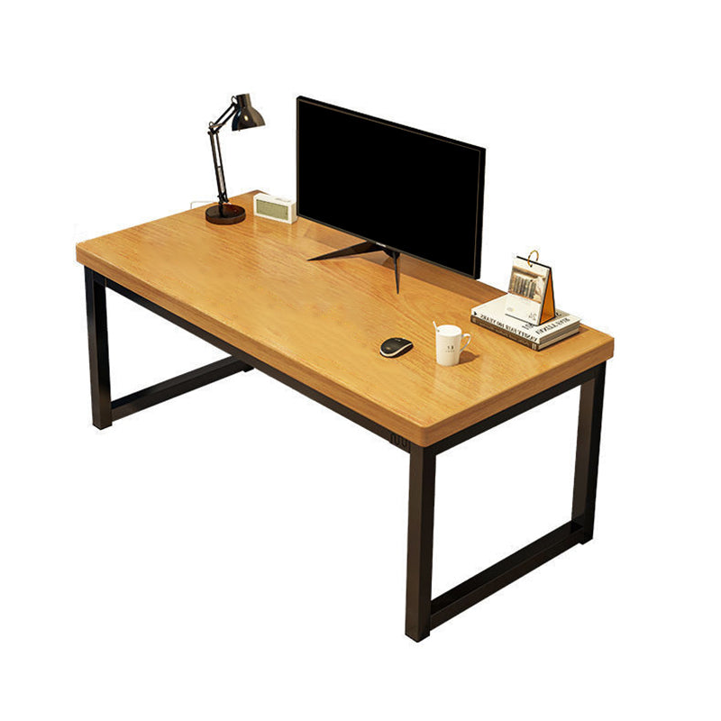 Industrial Wooden Gaming Desk Sled Base Rectangular Brown Computer Desk