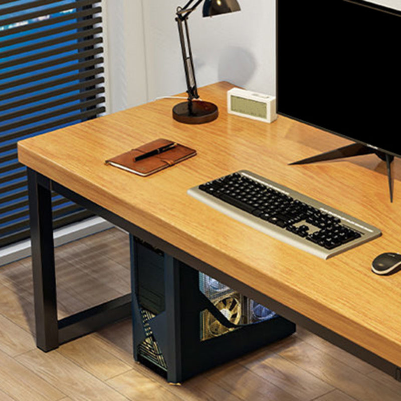 Industrial Wooden Gaming Desk Sled Base Rectangular Brown Computer Desk