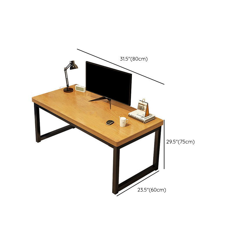 Industrial Wooden Gaming Desk Sled Base Rectangular Brown Computer Desk