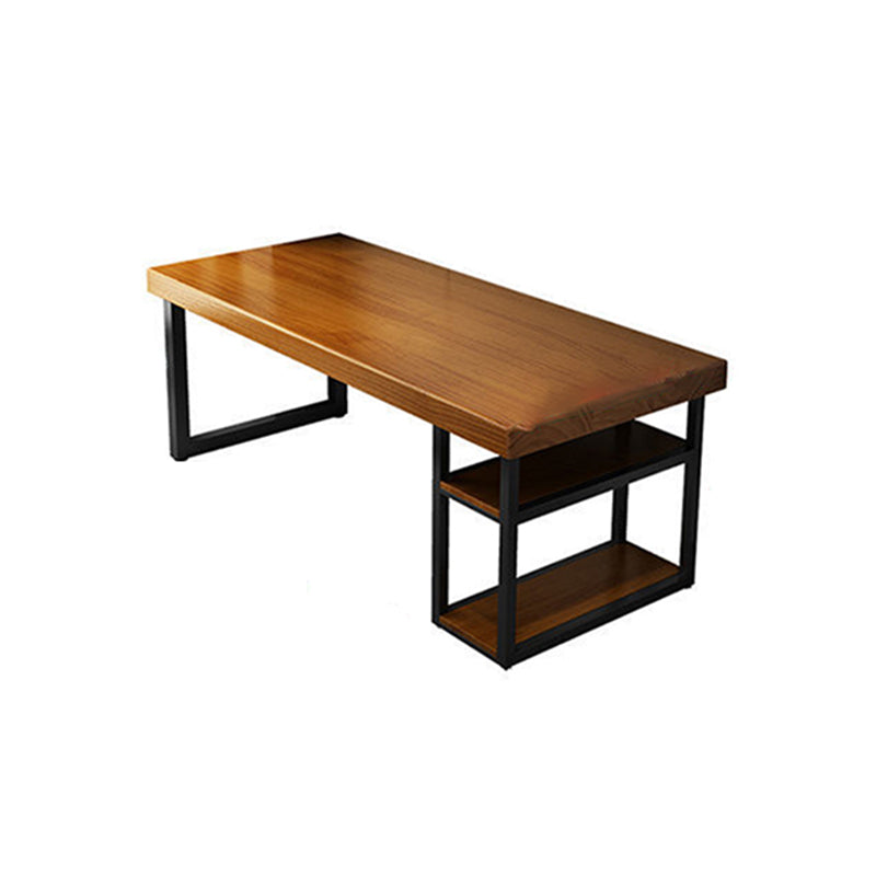 Industrial Solid Wood Computer Desk Pedestal Base Rectangular Gaming Desk