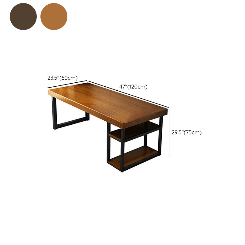 Industrial Solid Wood Computer Desk Pedestal Base Rectangular Gaming Desk