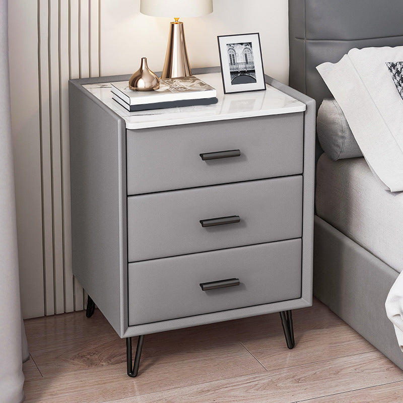 Modern Drawer Storage Accent Table Nightstand Antique Finish Bed Nightstand