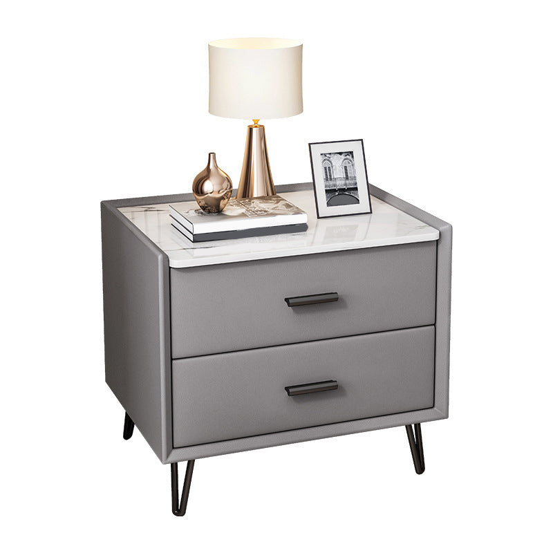 Modern Drawer Storage Accent Table Nightstand Antique Finish Bed Nightstand