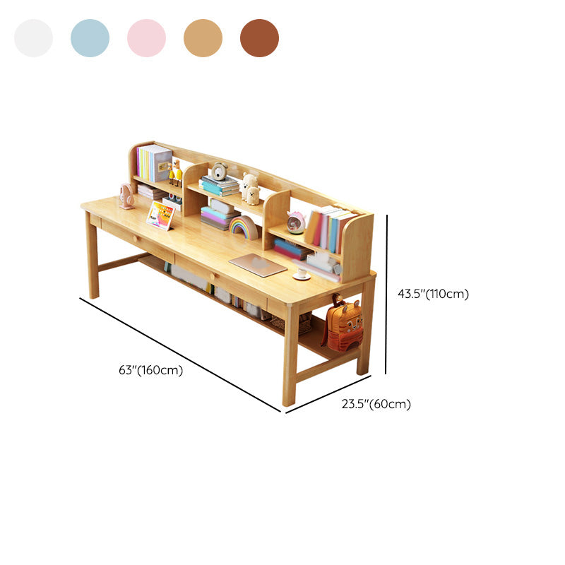 23.6" Width Kids Desk with Storage Drawer Solid Wood Child Desk Writing Desk