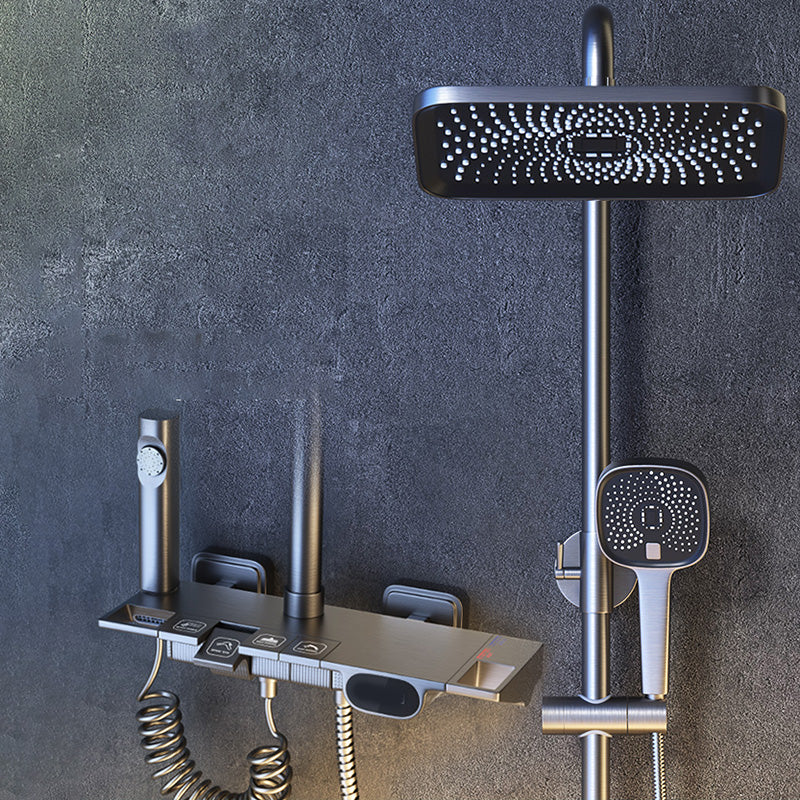 Grey Shower System Swivel Adjustable Spray Pattern Wall-Mounted Shower System