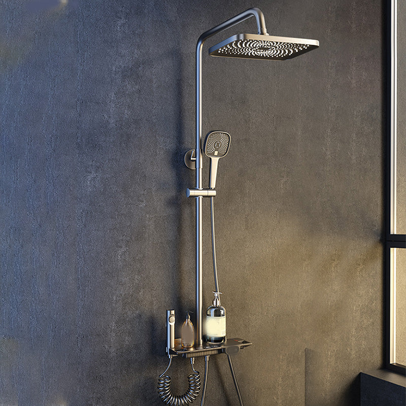 Grey Shower System Swivel Adjustable Spray Pattern Wall-Mounted Shower System