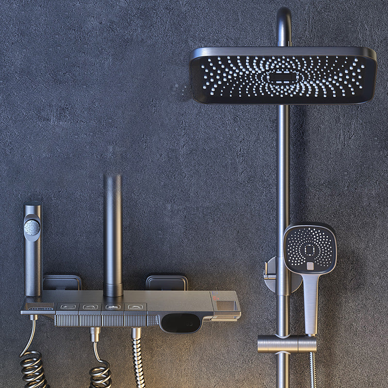 Grey Shower System Swivel Adjustable Spray Pattern Wall-Mounted Shower System