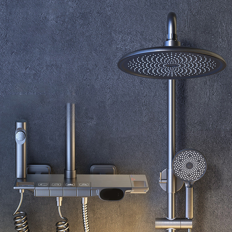 Grey Shower System Swivel Adjustable Spray Pattern Wall-Mounted Shower System