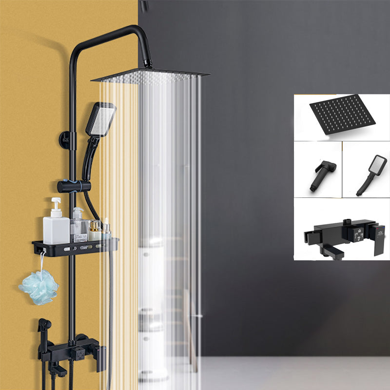 Shower Set Adjustable Spray Pattern Black Wall Mount Shower Hose Shower Set