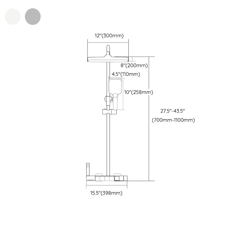 Wall Mount Shower Set Square Shower Arm Adjustable Spray Pattern Shower Set