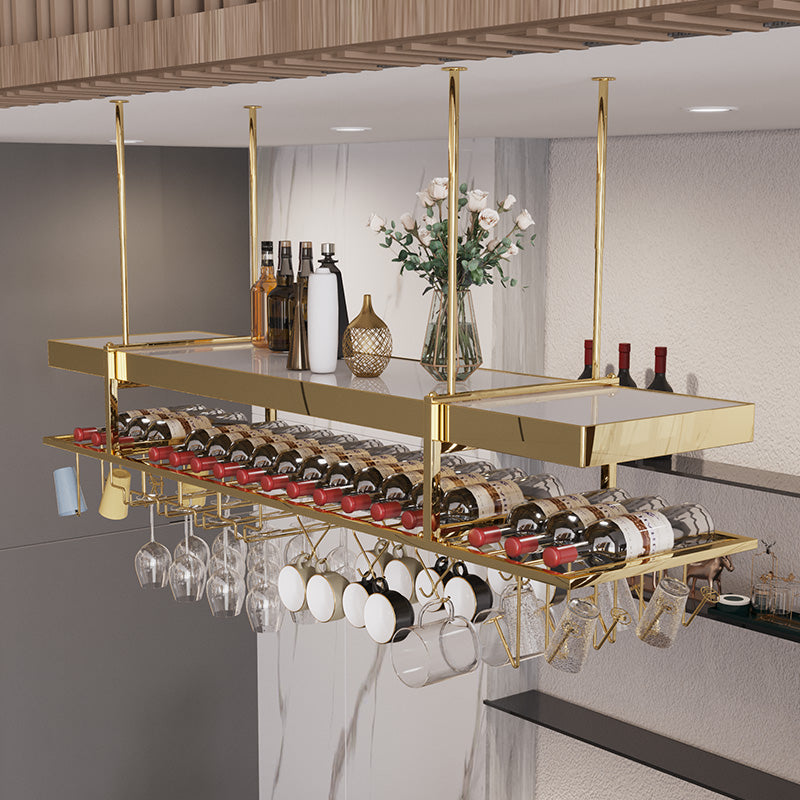 Hanging Wine Rack Stainless Steel Wine Bottle & Glass Rack for Dining Room