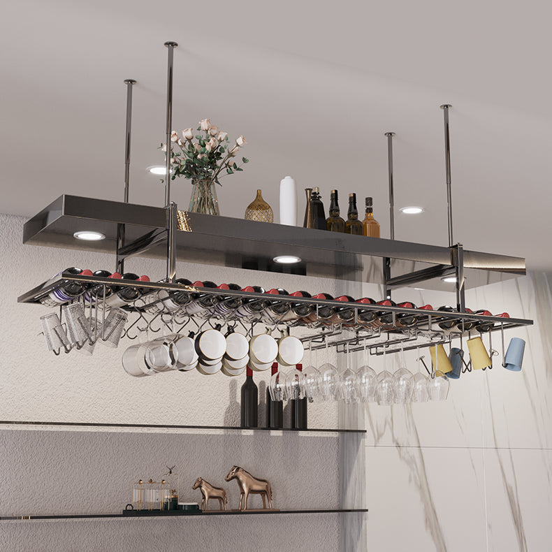 Hanging Wine Rack Stainless Steel Wine Bottle & Glass Rack for Dining Room