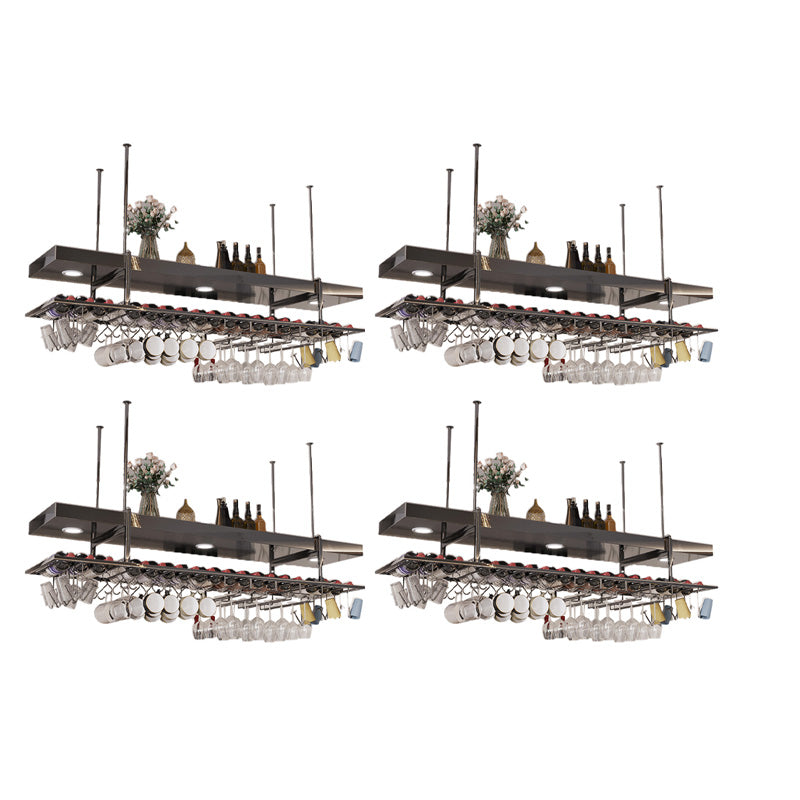 Hanging Wine Rack Stainless Steel Wine Bottle & Glass Rack for Dining Room