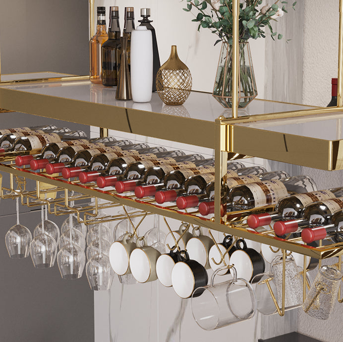 Hanging Wine Rack Stainless Steel Wine Bottle & Glass Rack for Dining Room