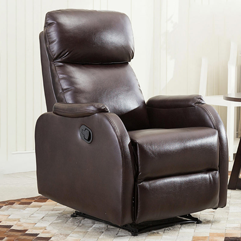 Contemporary Rocking Home Theater Recliner Solid Color Metal Manual-Push Botton