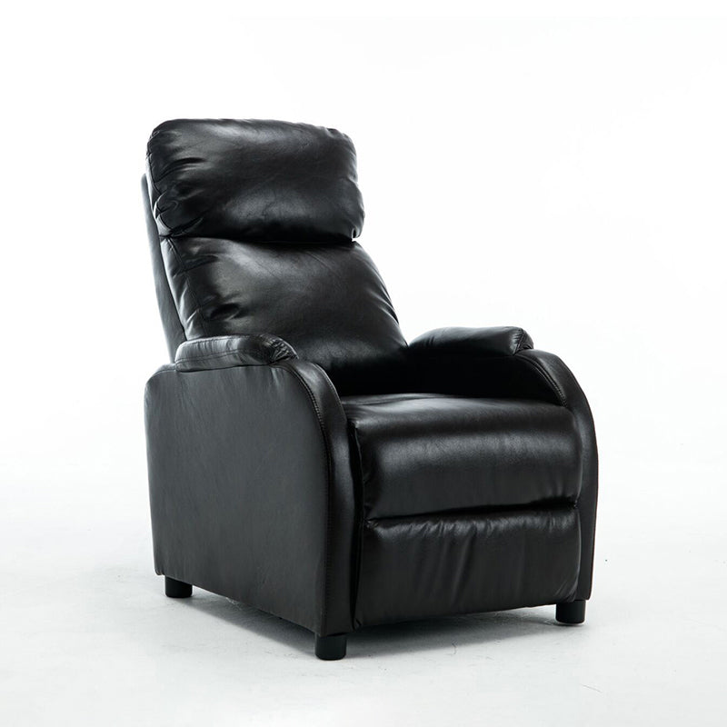 Contemporary Rocking Home Theater Recliner Solid Color Metal Manual-Push Botton