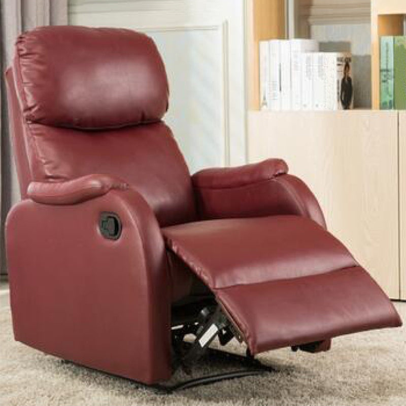 Contemporary Rocking Home Theater Recliner Solid Color Metal Manual-Push Botton