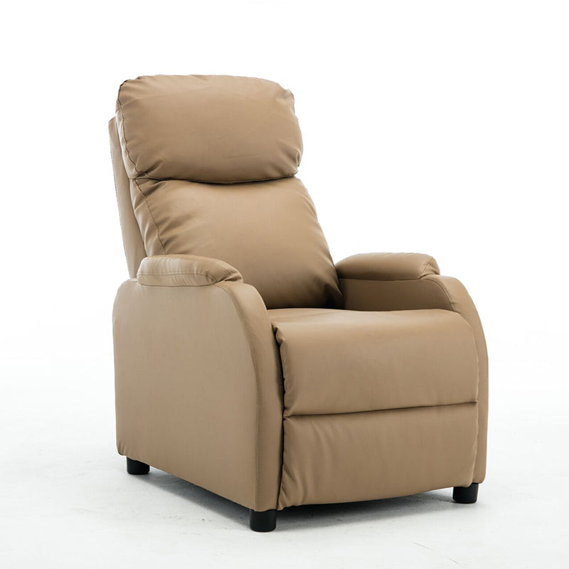 Contemporary Rocking Home Theater Recliner Solid Color Metal Manual-Push Botton