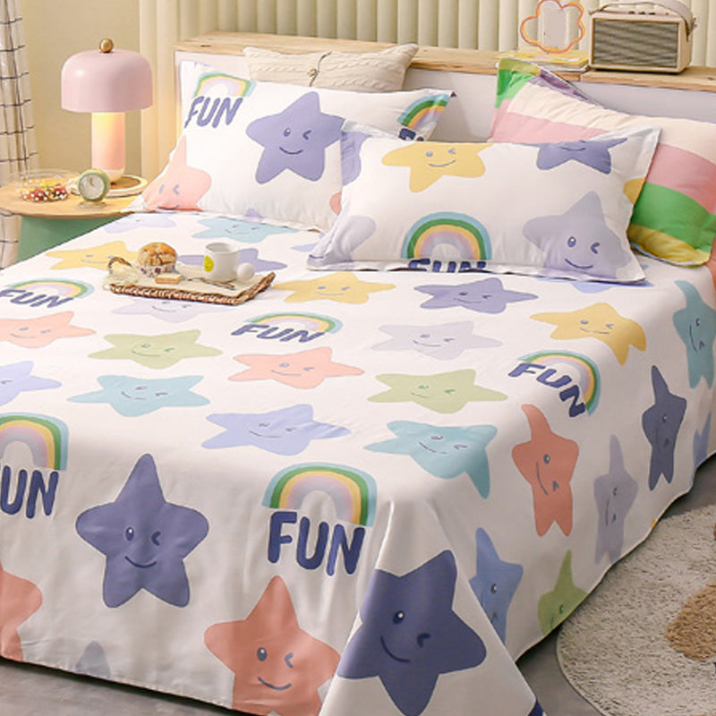 Popular Bed Sheet Cartoon Bear Patterned Fade Resistant Non-Pilling 100 Cotton Bed Sheet