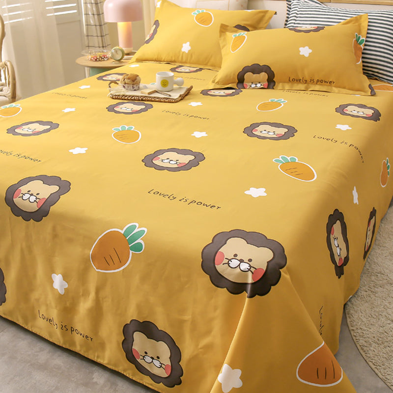 Popular Bed Sheet Cartoon Bear Patterned Fade Resistant Non-Pilling 100 Cotton Bed Sheet